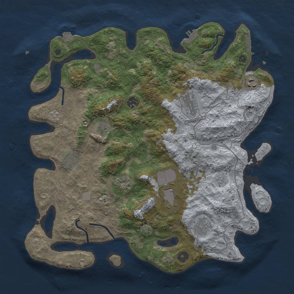 Rust Map: Procedural Map, Size: 4000, Seed: 1206102351, 17 Monuments