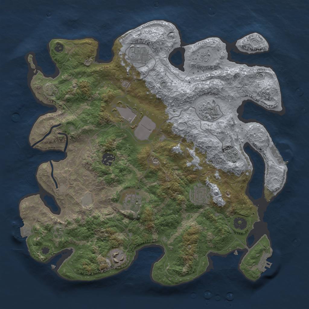 Rust Map: Procedural Map, Size: 3500, Seed: 74025190, 16 Monuments