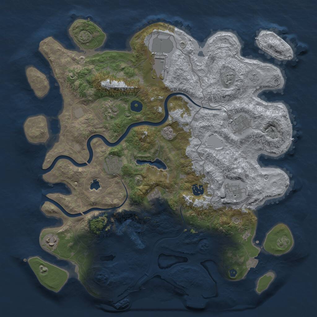 Rust Map: Procedural Map, Size: 4000, Seed: 33463134, 15 Monuments