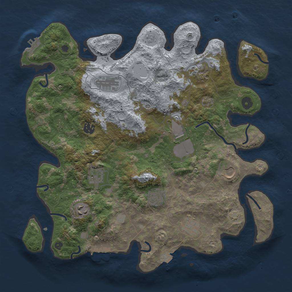 Rust Map: Procedural Map, Size: 3750, Seed: 36301, 17 Monuments