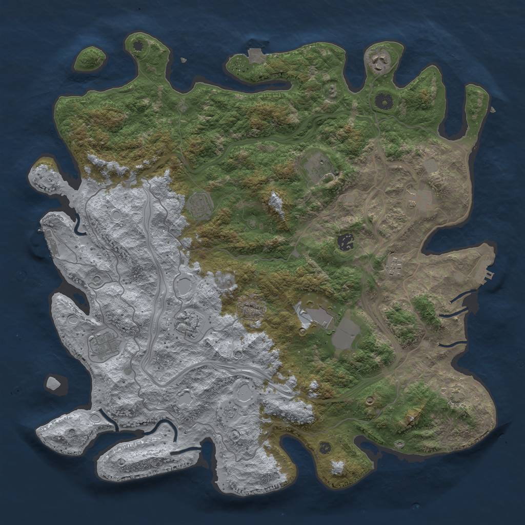 Rust Map: Procedural Map, Size: 4500, Seed: 1357102219, 17 Monuments