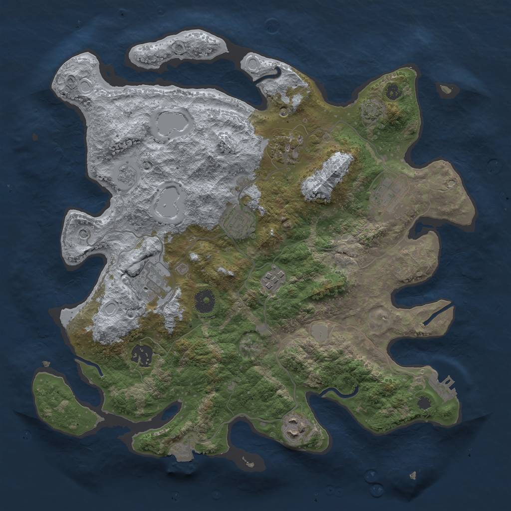 Rust Map: Procedural Map, Size: 3450, Seed: 6128608, 14 Monuments