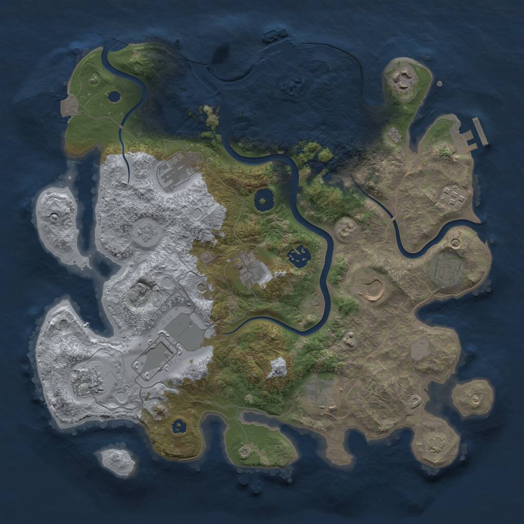 Rust Map: Procedural Map, Size: 3600, Seed: 94930455, 16 Monuments