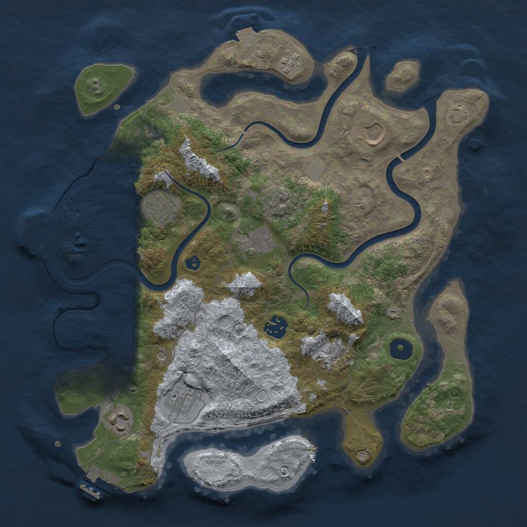 Rust Map: Procedural Map, Size: 3550, Seed: 57862463, 13 Monuments