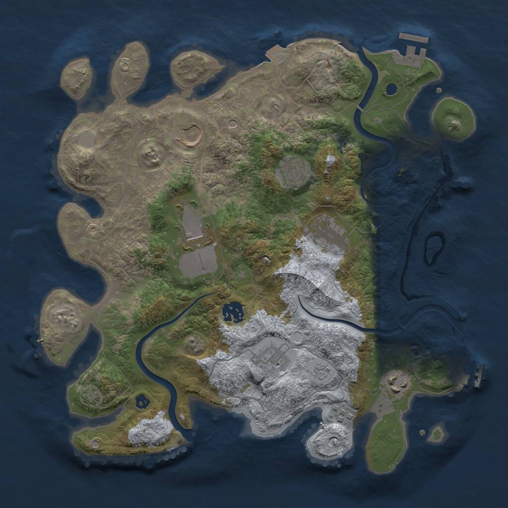 Rust Map: Procedural Map, Size: 3500, Seed: 11452556, 14 Monuments