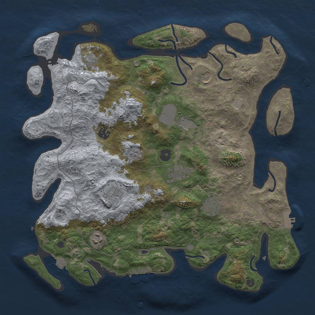 Rust Map: Procedural Map, Size: 4000, Seed: 447931126, 16 Monuments