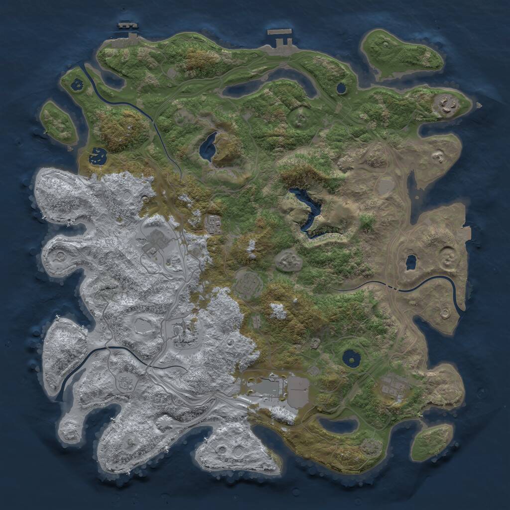 Rust Map: Procedural Map, Size: 4250, Seed: 869844439, 14 Monuments