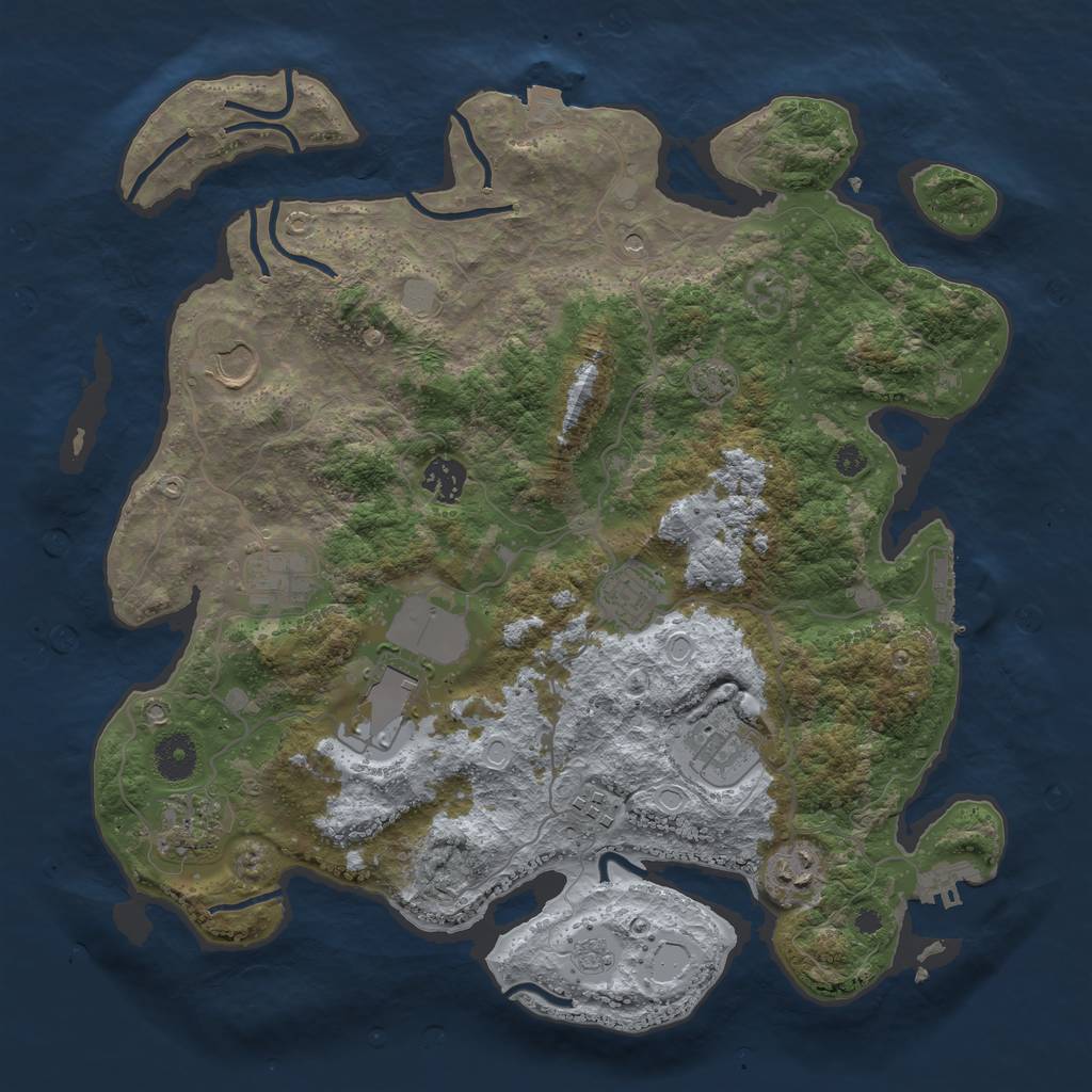 Rust Map: Procedural Map, Size: 3700, Seed: 40734992, 17 Monuments