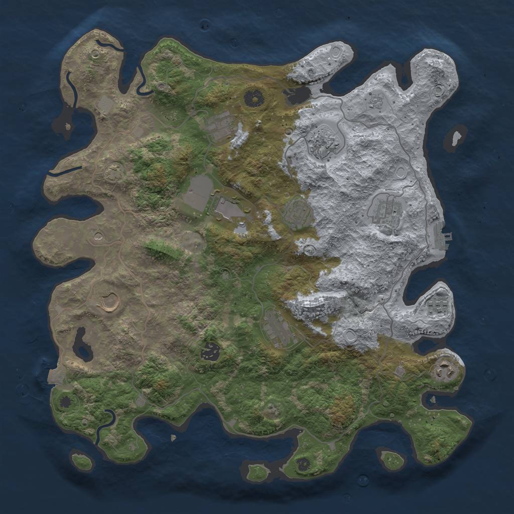 Rust Map: Procedural Map, Size: 4000, Seed: 990253, 17 Monuments