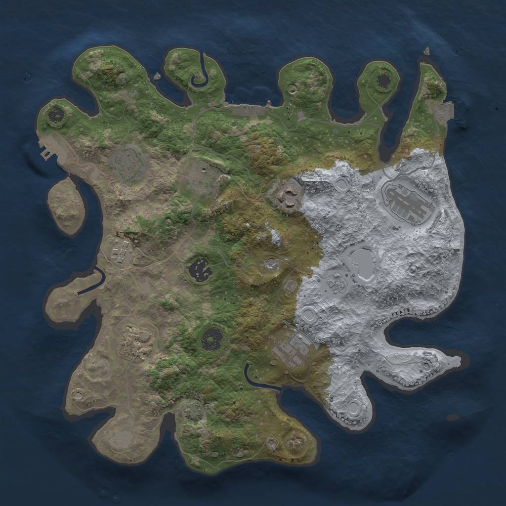 Rust Map: Procedural Map, Size: 3350, Seed: 1223365534, 16 Monuments
