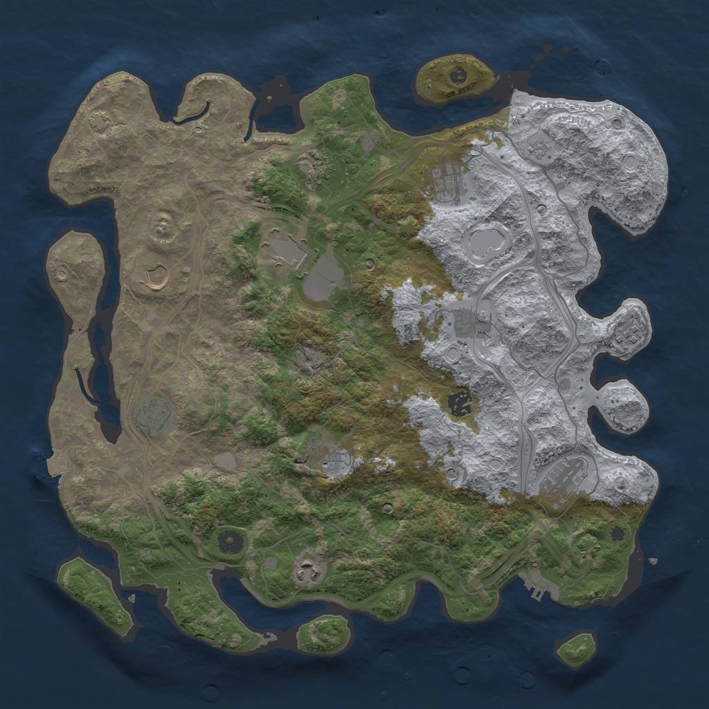 Rust Map: Procedural Map, Size: 4250, Seed: 601987054, 18 Monuments