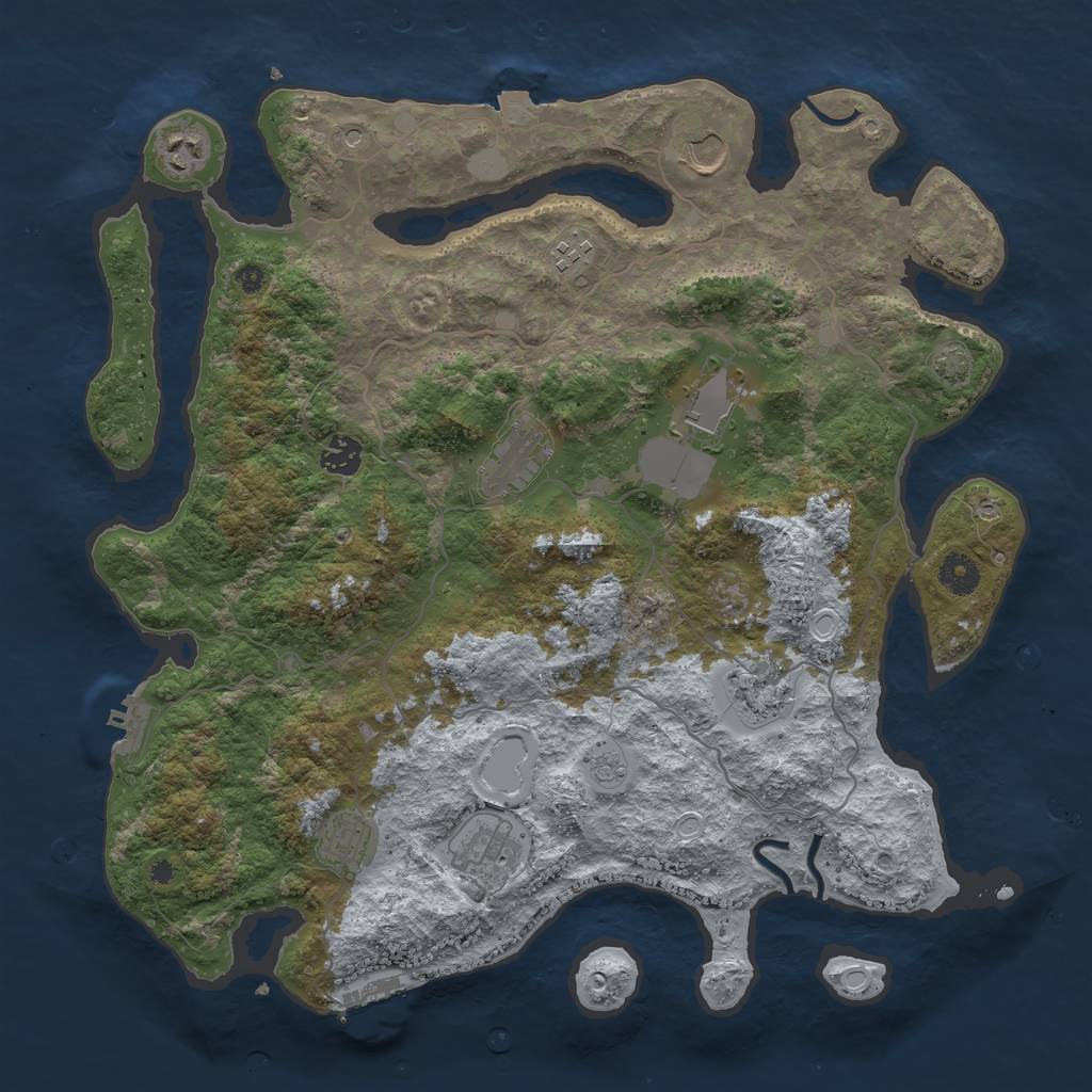 Rust Map: Procedural Map, Size: 4000, Seed: 343335345, 17 Monuments