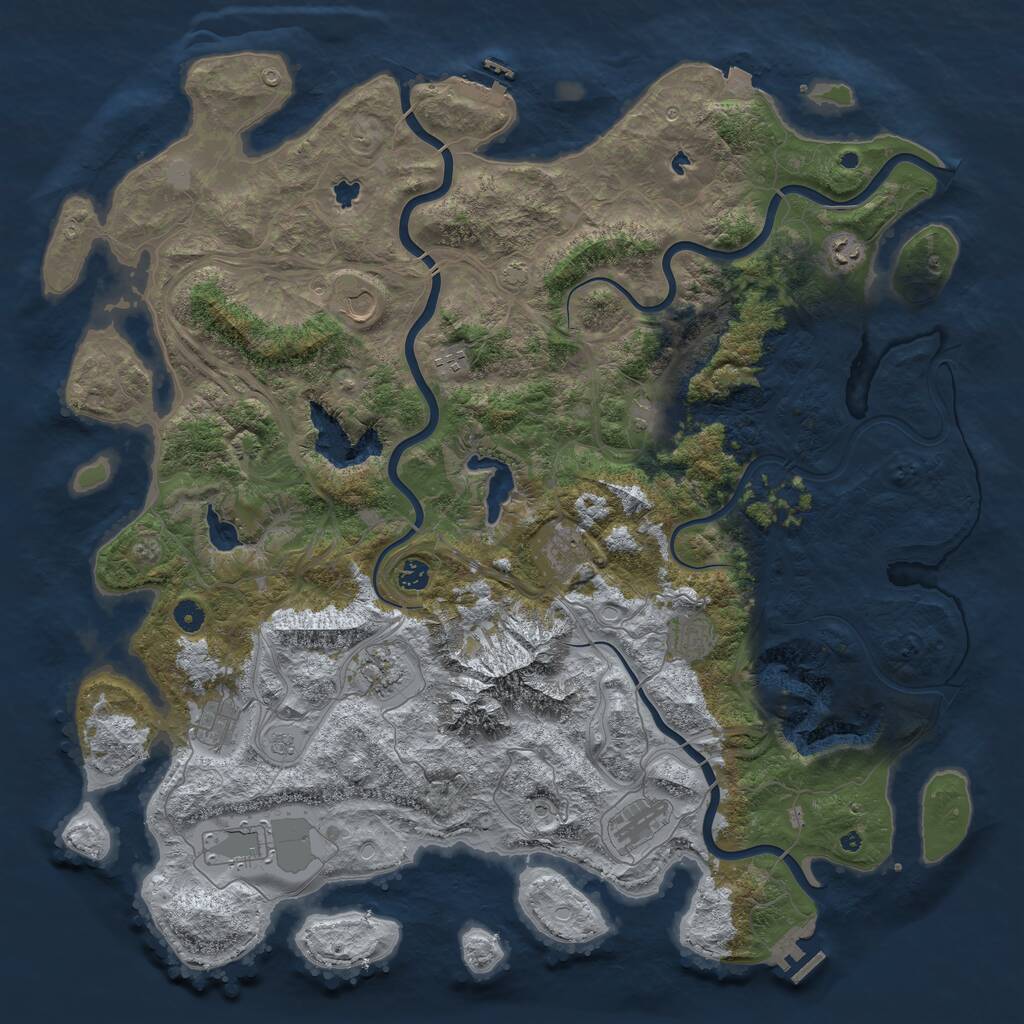 Rust Map: Procedural Map, Size: 5000, Seed: 84807, 17 Monuments