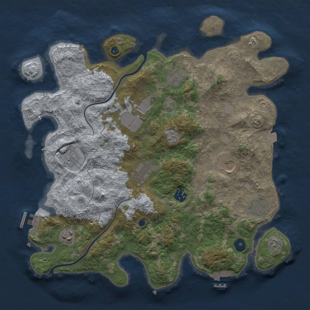 Rust Map: Procedural Map, Size: 3800, Seed: 58412124, 15 Monuments
