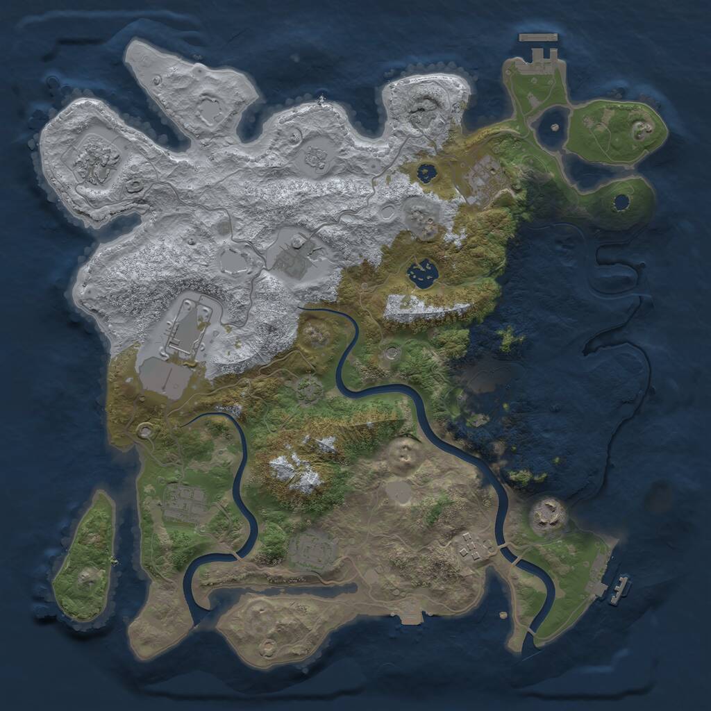 Rust Map: Procedural Map, Size: 3750, Seed: 407868381, 16 Monuments