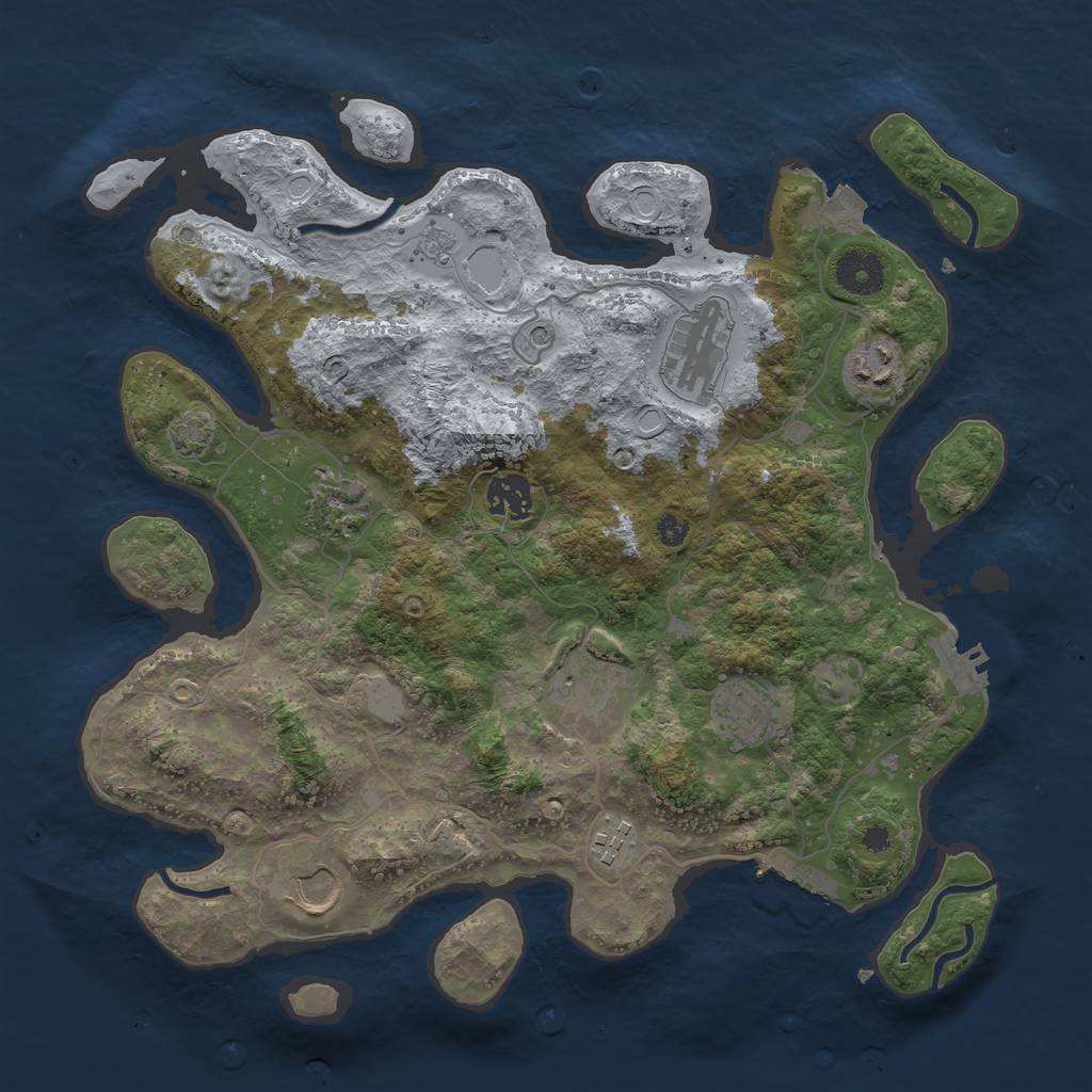 Rust Map: Procedural Map, Size: 3500, Seed: 63357009, 16 Monuments