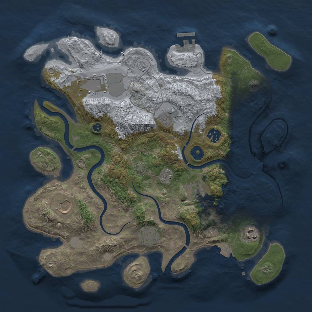 Rust Map: Procedural Map, Size: 3500, Seed: 63357009, 13 Monuments