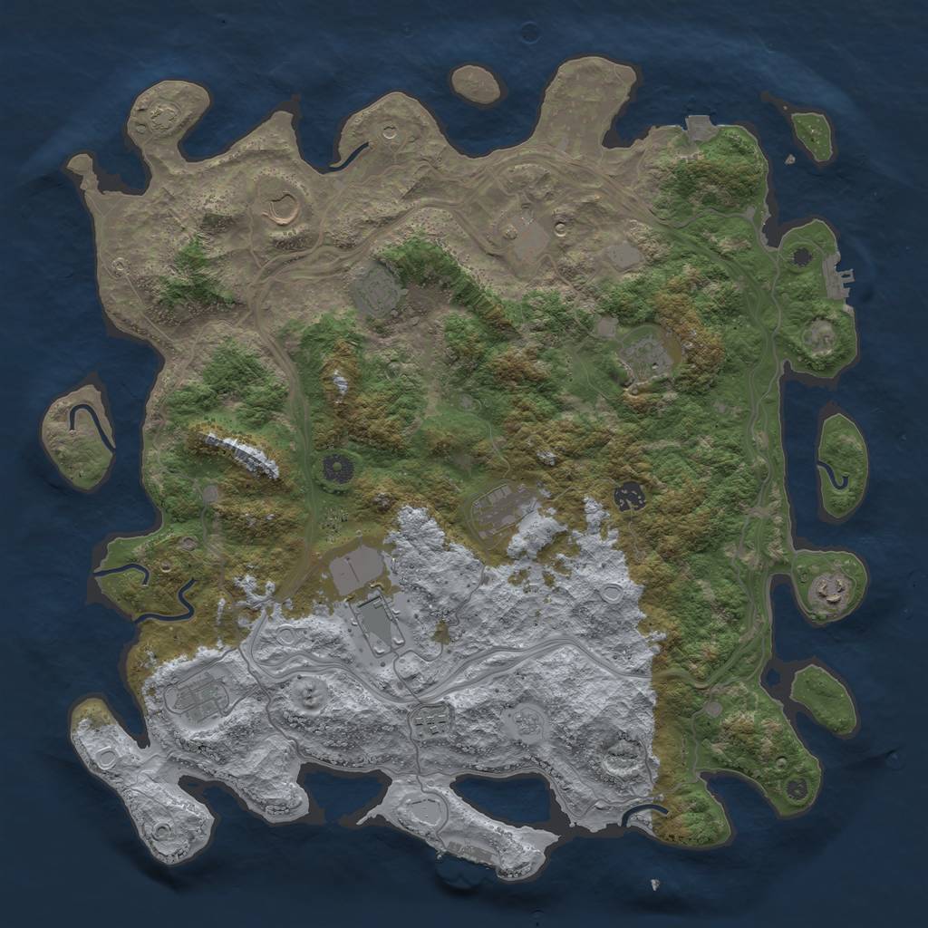 Rust Map: Procedural Map, Size: 4500, Seed: 1321967, 18 Monuments
