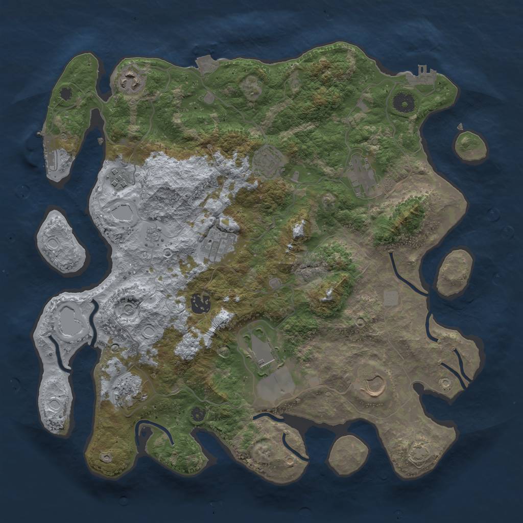 Rust Map: Procedural Map, Size: 3750, Seed: 554153485, 17 Monuments