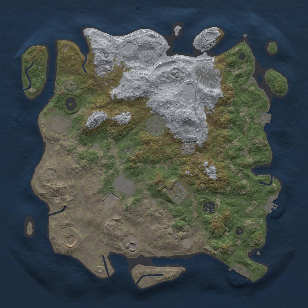Rust Map: Procedural Map, Size: 3750, Seed: 77241055, 18 Monuments