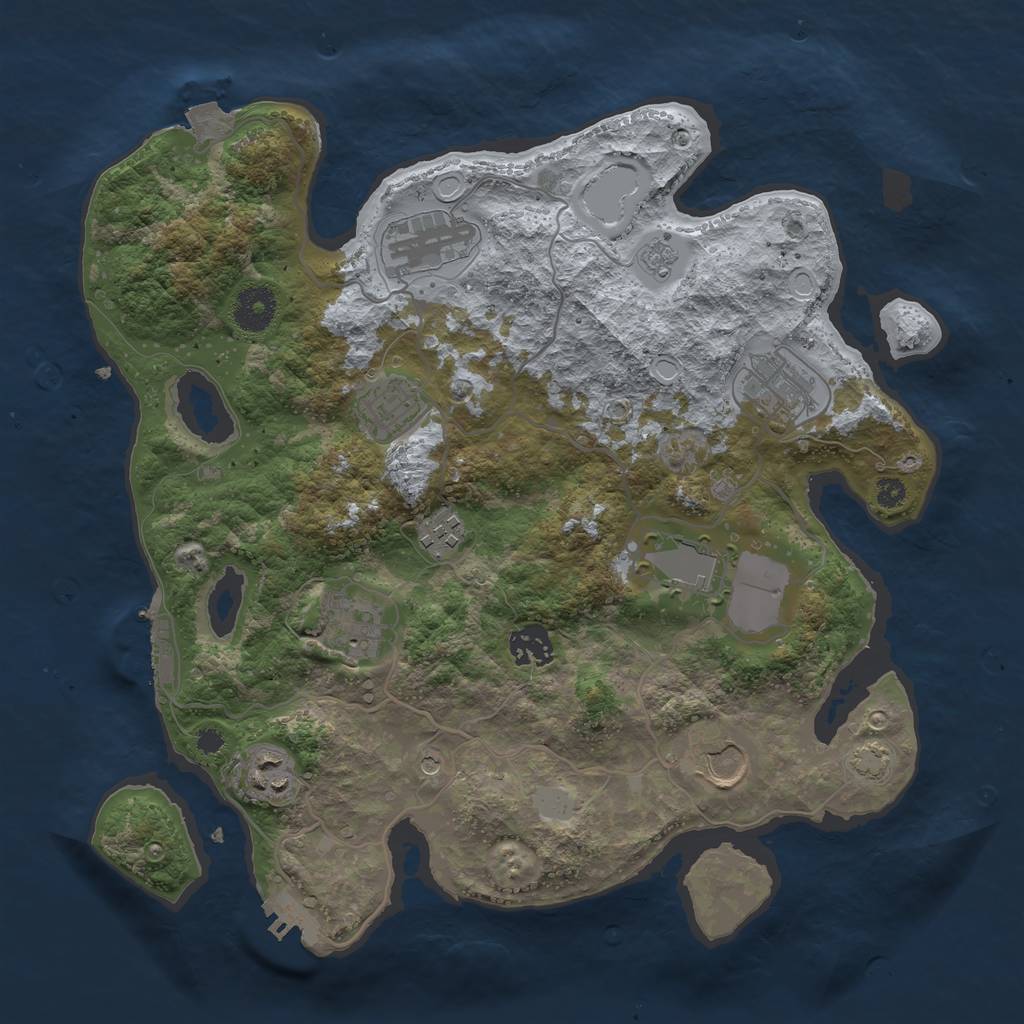 Rust Map: Procedural Map, Size: 3500, Seed: 1368614732, 17 Monuments