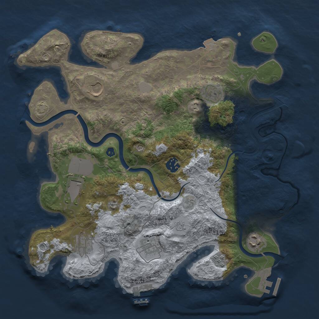 Rust Map: Procedural Map, Size: 3500, Seed: 535108301, 14 Monuments
