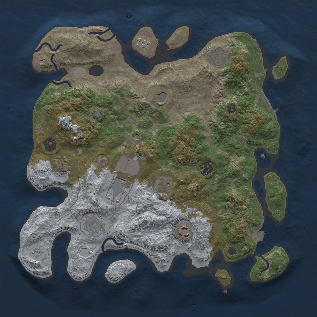 Rust Map: Procedural Map, Size: 3600, Seed: 46955977, 16 Monuments