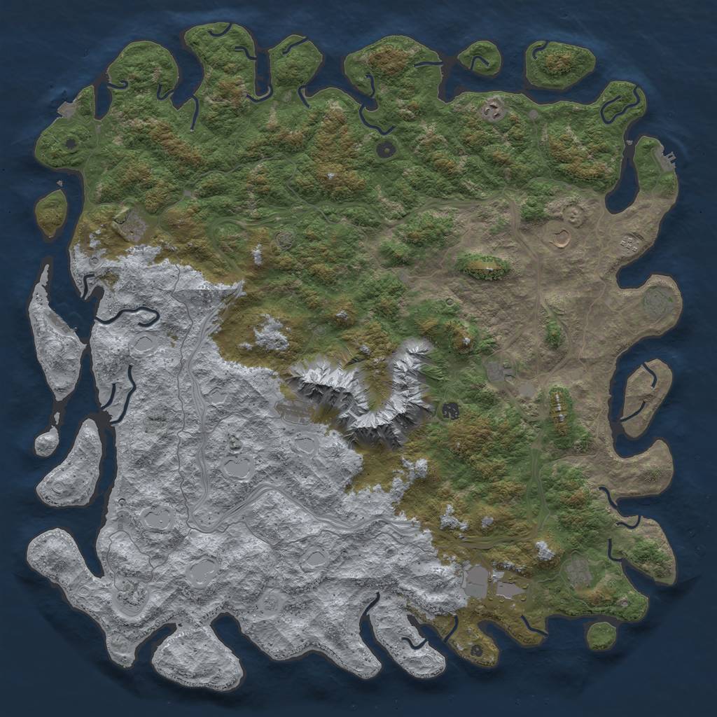 Rust Map: Procedural Map, Size: 6000, Seed: 323235234, 19 Monuments