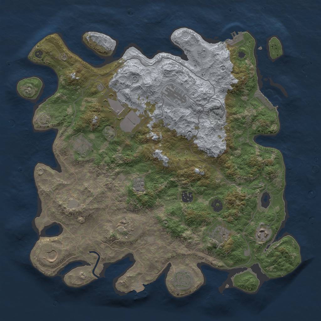 Rust Map: Procedural Map, Size: 4000, Seed: 81129613, 18 Monuments