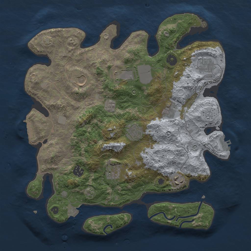 Rust Map: Procedural Map, Size: 3500, Seed: 643222147, 17 Monuments