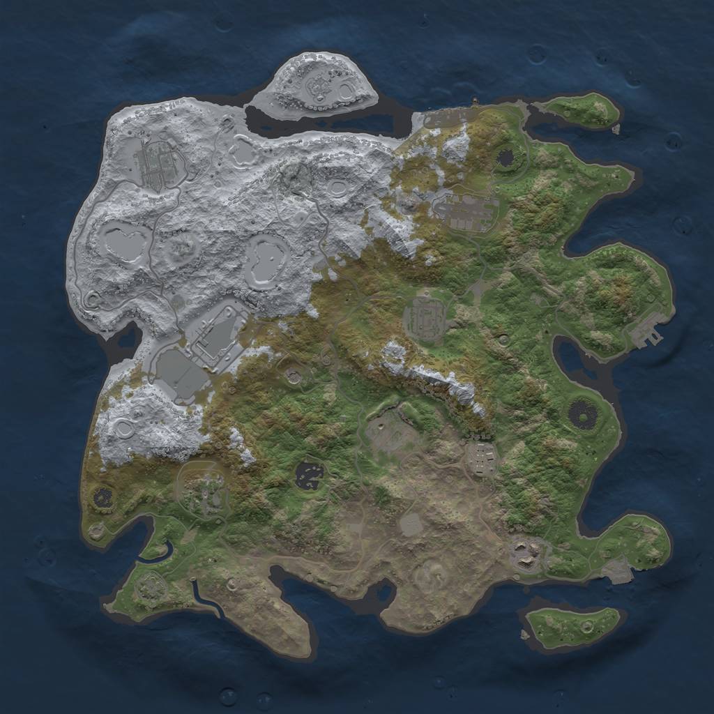 Rust Map: Procedural Map, Size: 3700, Seed: 4877070, 17 Monuments