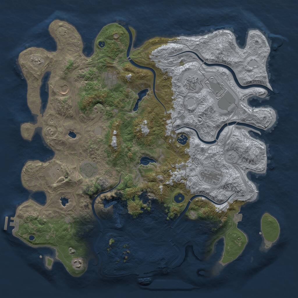 Rust Map: Procedural Map, Size: 4500, Seed: 1144432854, 16 Monuments