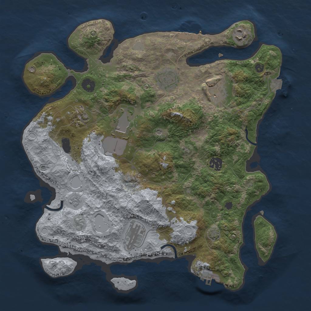 Rust Map: Procedural Map, Size: 3500, Seed: 390283300, 15 Monuments