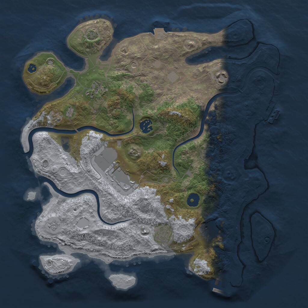 Rust Map: Procedural Map, Size: 3500, Seed: 390283300, 12 Monuments
