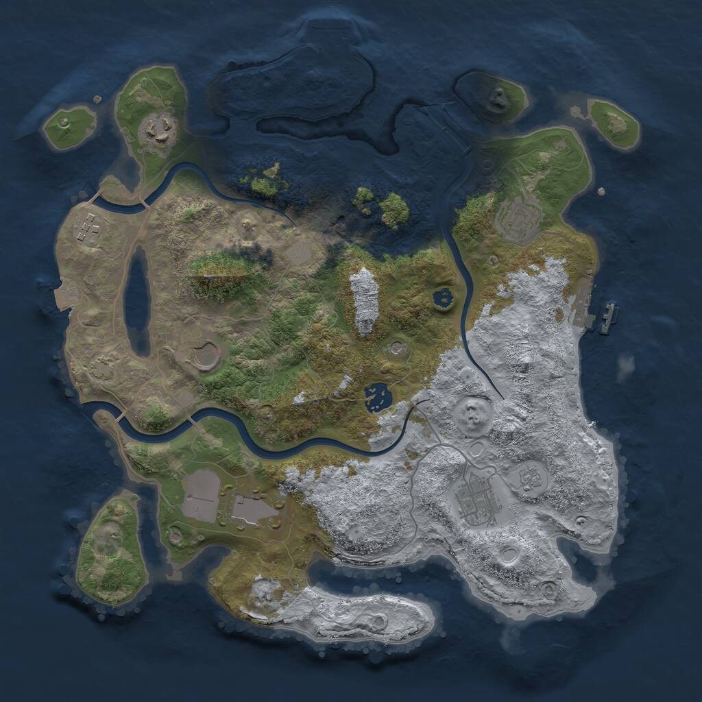 Rust Map: Procedural Map, Size: 3600, Seed: 24197207, 13 Monuments