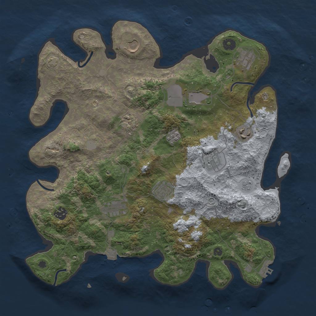 Rust Map: Procedural Map, Size: 3750, Seed: 18142363, 17 Monuments