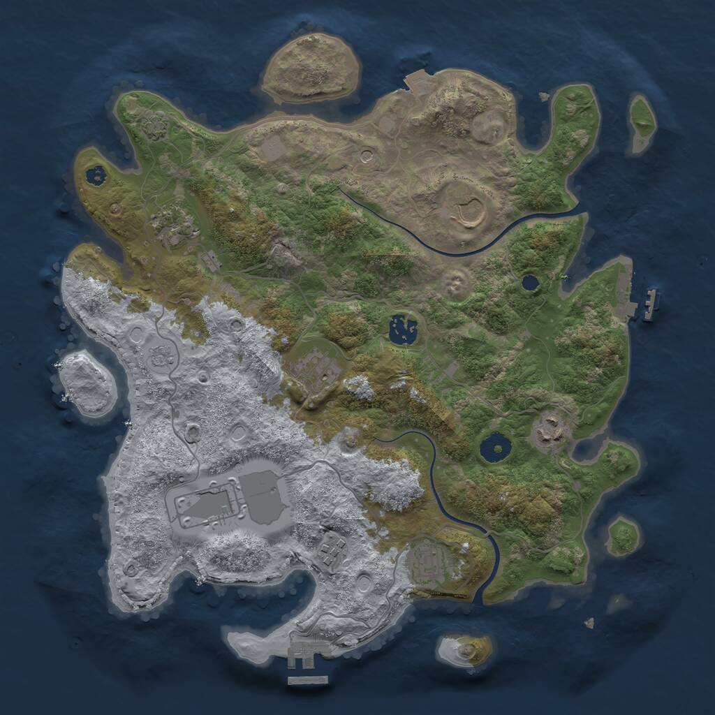 Rust Map: Procedural Map, Size: 3600, Seed: 87649110, 14 Monuments