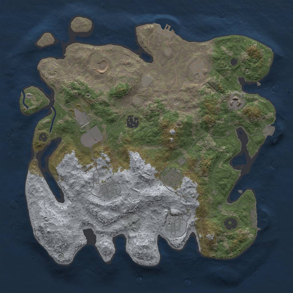 Rust Map: Procedural Map, Size: 3500, Seed: 92012537, 16 Monuments