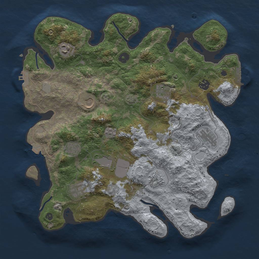 Rust Map: Procedural Map, Size: 3700, Seed: 2099716877, 18 Monuments