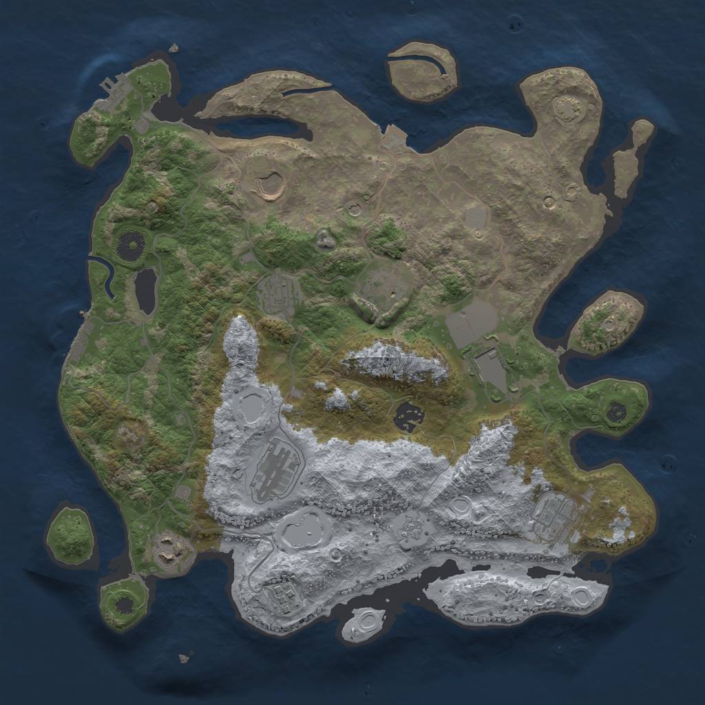 Rust Map: Procedural Map, Size: 3650, Seed: 4713137, 17 Monuments