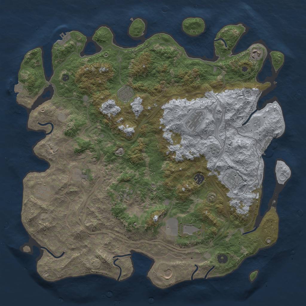 Rust Map: Procedural Map, Size: 4500, Seed: 60943144, 19 Monuments