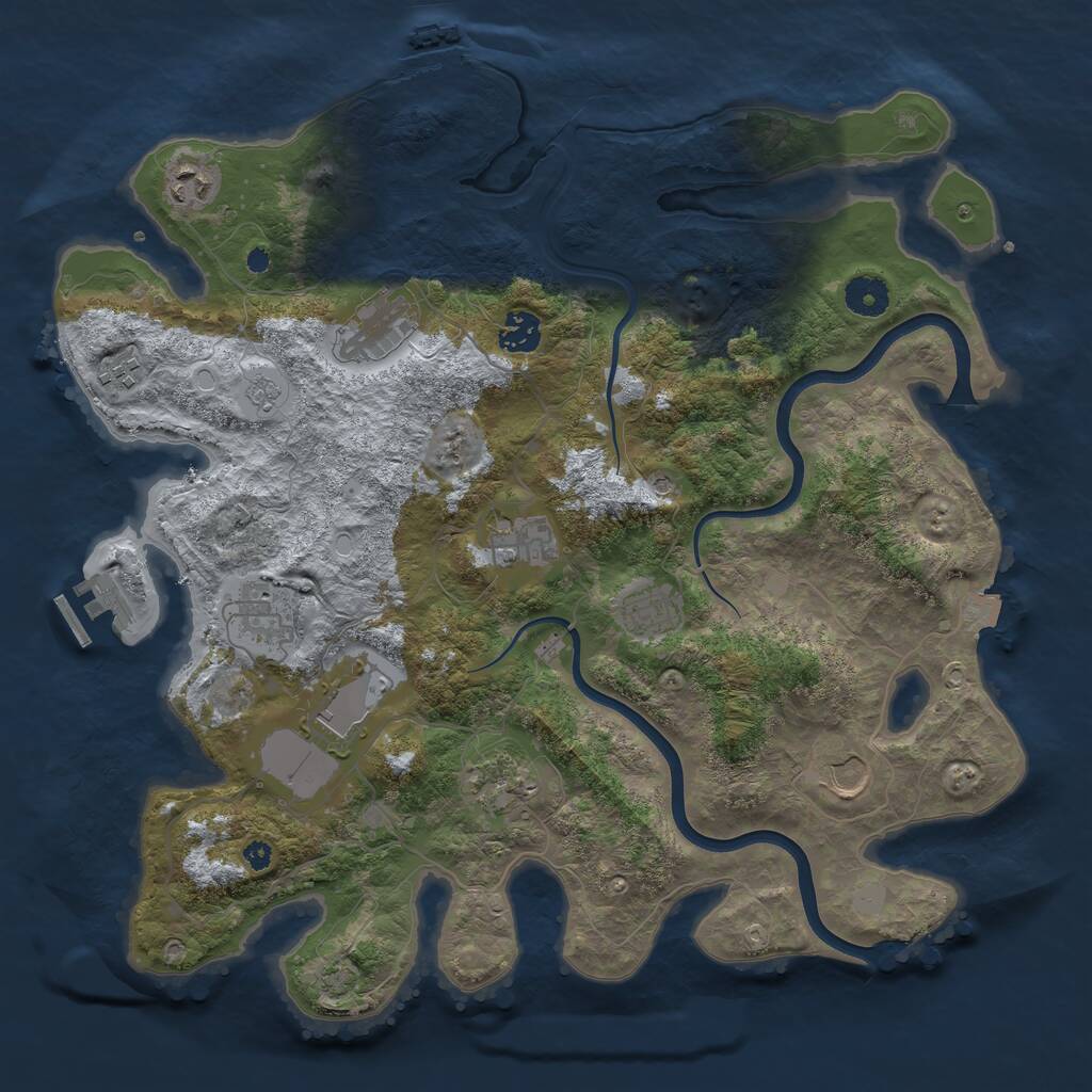 Rust Map: Procedural Map, Size: 3850, Seed: 46091239, 16 Monuments