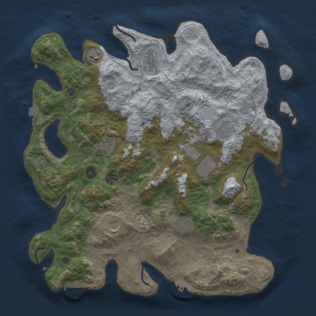 Rust Map: Procedural Map, Size: 4100, Seed: 9473496, 16 Monuments