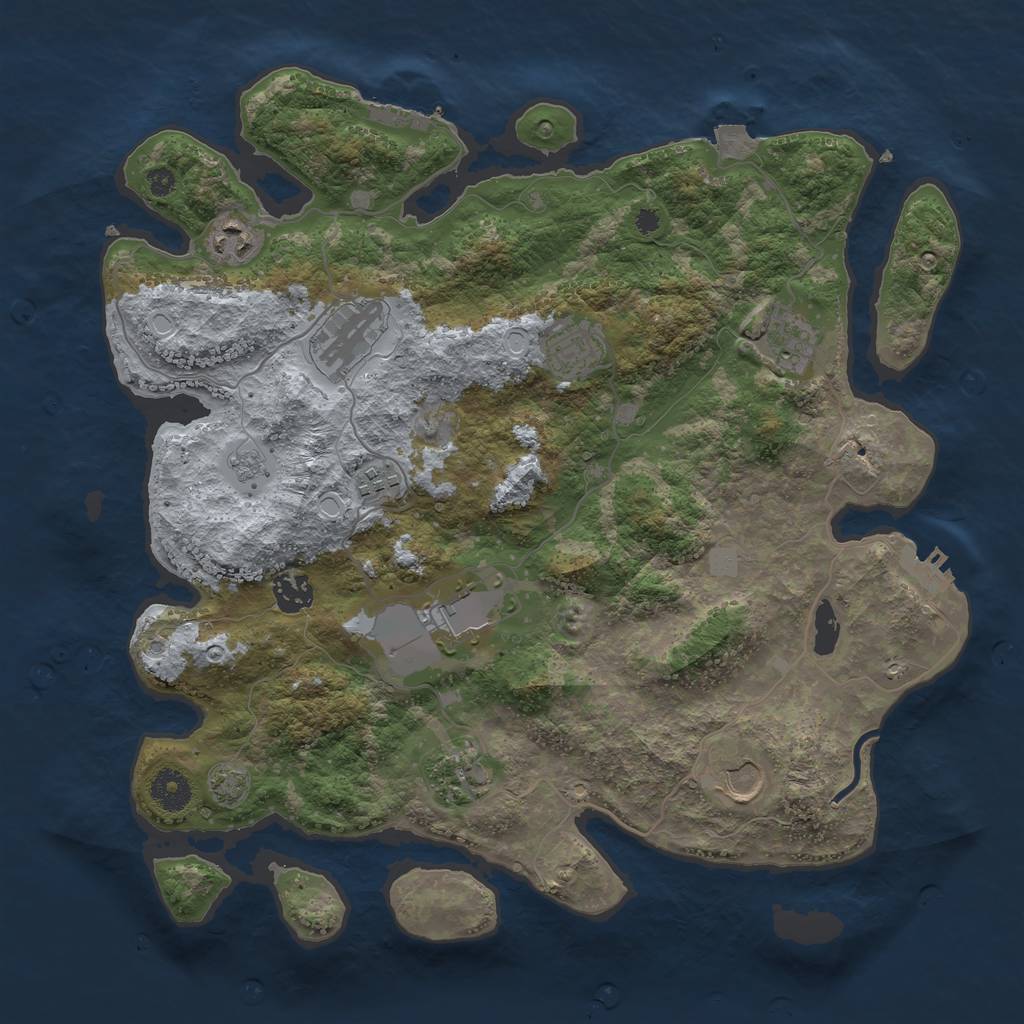 Rust Map: Procedural Map, Size: 3750, Seed: 1360136, 16 Monuments