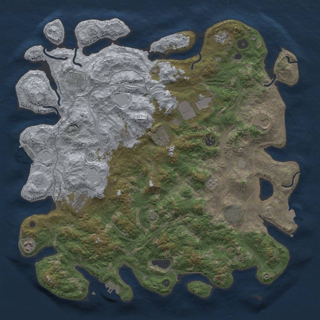 Rust Map: Procedural Map, Size: 4500, Seed: 19861, 19 Monuments