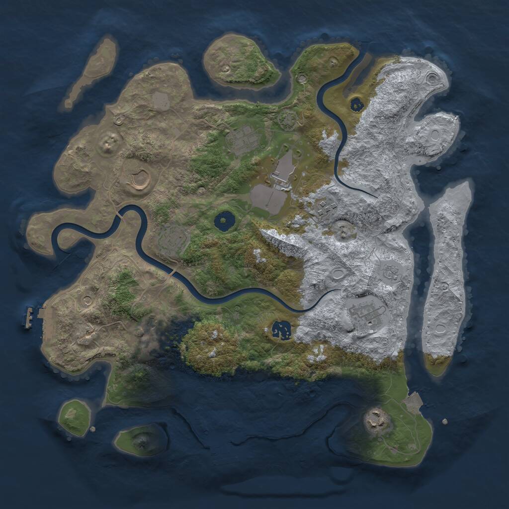 Rust Map: Procedural Map, Size: 3800, Seed: 12805720, 15 Monuments