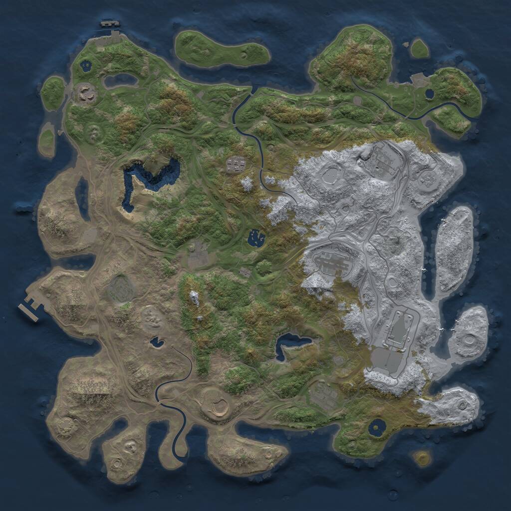 Rust Map: Procedural Map, Size: 4400, Seed: 36732913, 16 Monuments