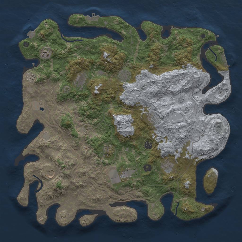 Rust Map: Procedural Map, Size: 4500, Seed: 1333183079, 19 Monuments