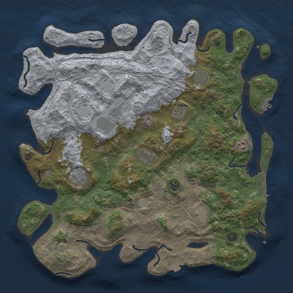 Rust Map: Procedural Map, Size: 4500, Seed: 531375282, 17 Monuments
