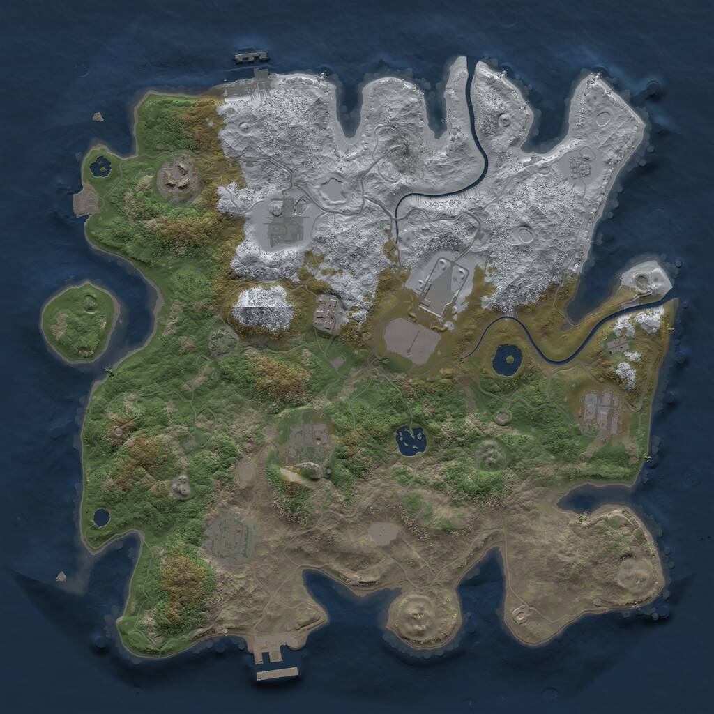 Rust Map: Procedural Map, Size: 3500, Seed: 1876017507, 13 Monuments